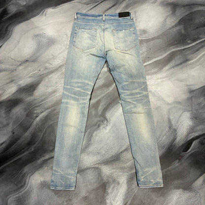 Amiri Indigo/Blue & Orange Plaid Patch Jean
