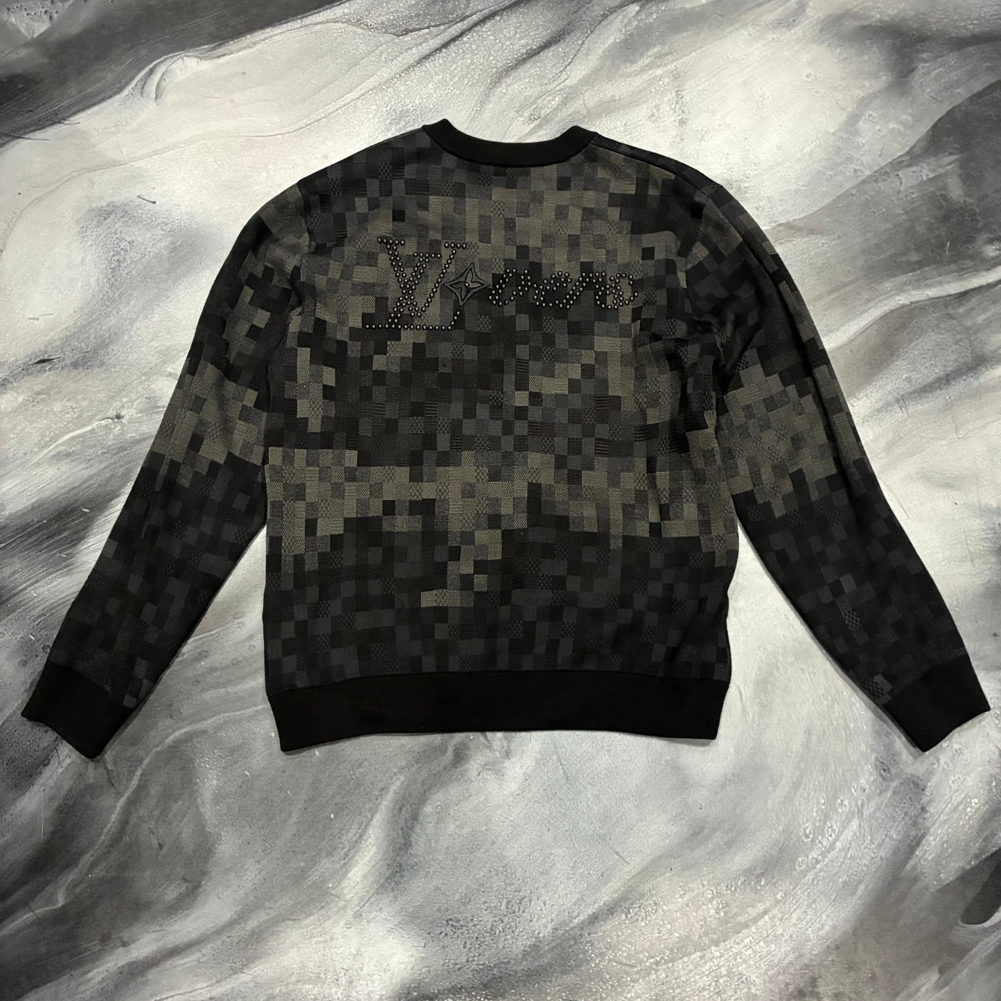 LV Black/Grey Checkered Crewneck (L)