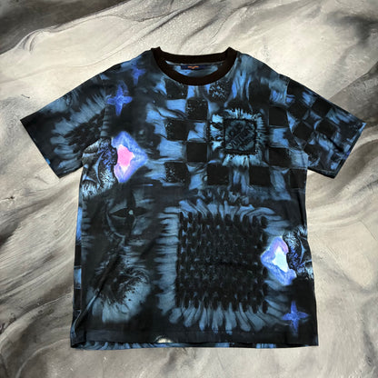Louis V. Black/Blue/Purple Abstract Graphic Tee (XL)