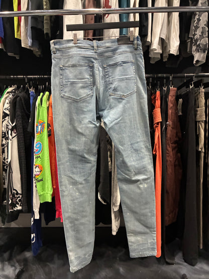 Amiri Light Indigo/Blue Bandana Patch Thrasher Jean (38)