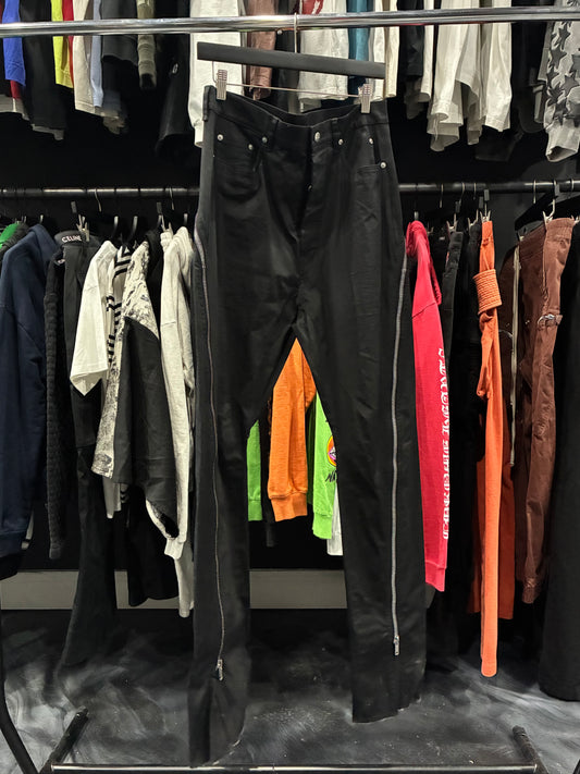 Rick Owens Black Long Zipper Pants (32)