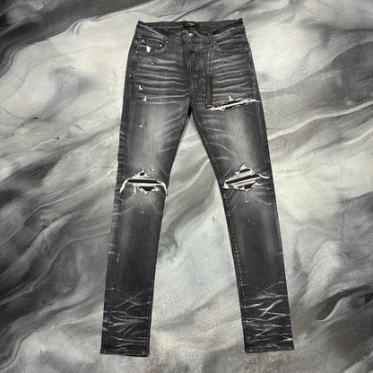 Amiri Black & Grey/Black Patch Jean (32)