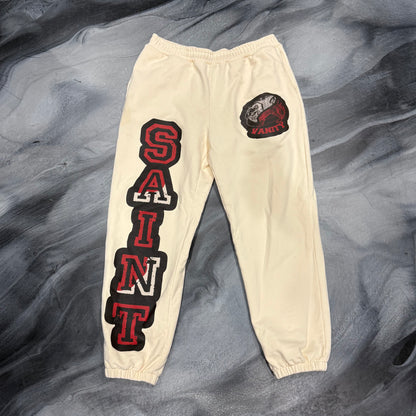 Saint Vanity Cream/Red/Black Varsity Sweatpants (XL)