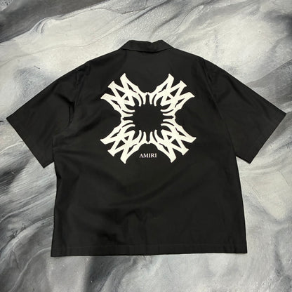 Amiri Black AM Logo Button Up Shirt (XL)