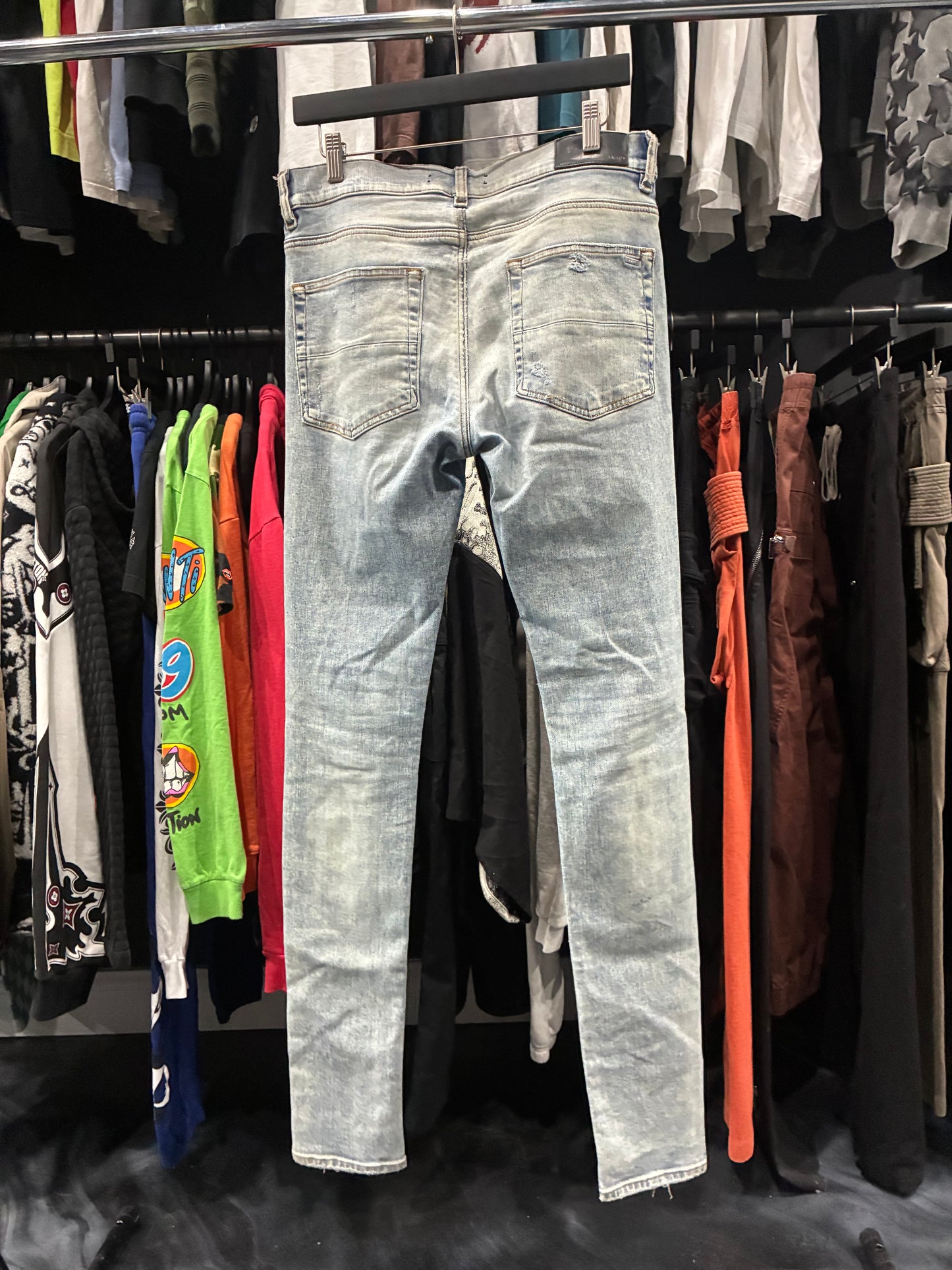 Amiri Light Blue/Black Leather Patch MX1 Jean (33)