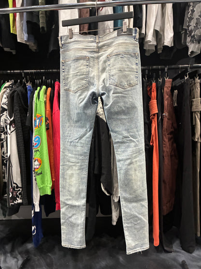 Amiri Light Blue/Black Leather Patch MX1 Jean (33)