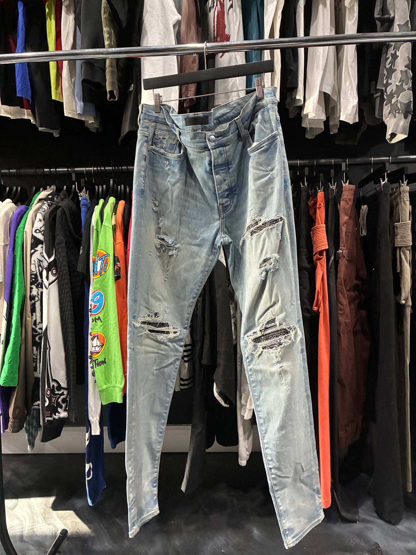 Amiri Light Blue/Black Bandana Patch MX1 Jean (36)