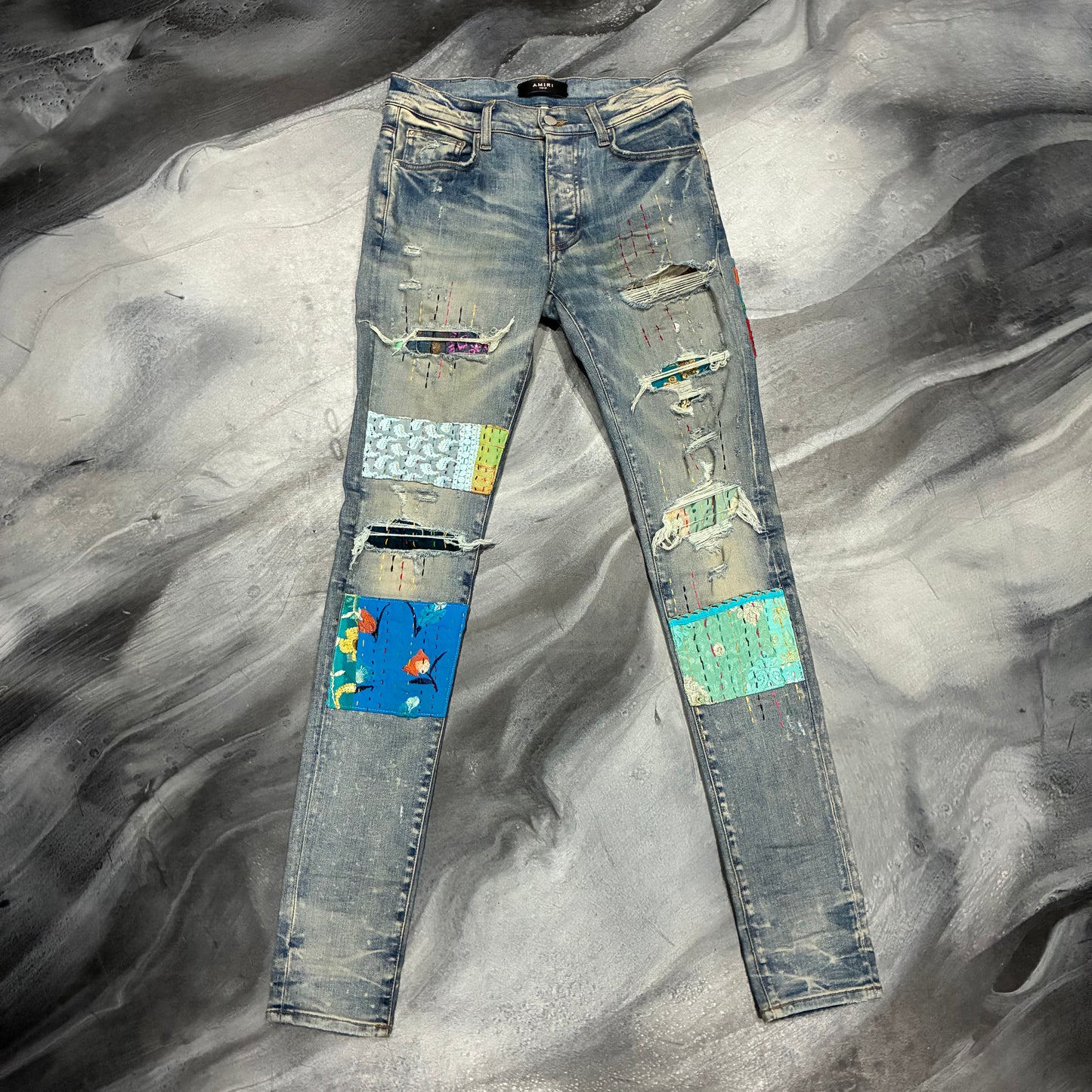 Amiri Indigo Multicolor Patchwork Jean (29)