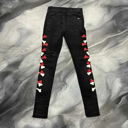 Amiri Black/Red & White Bones Jean (30)