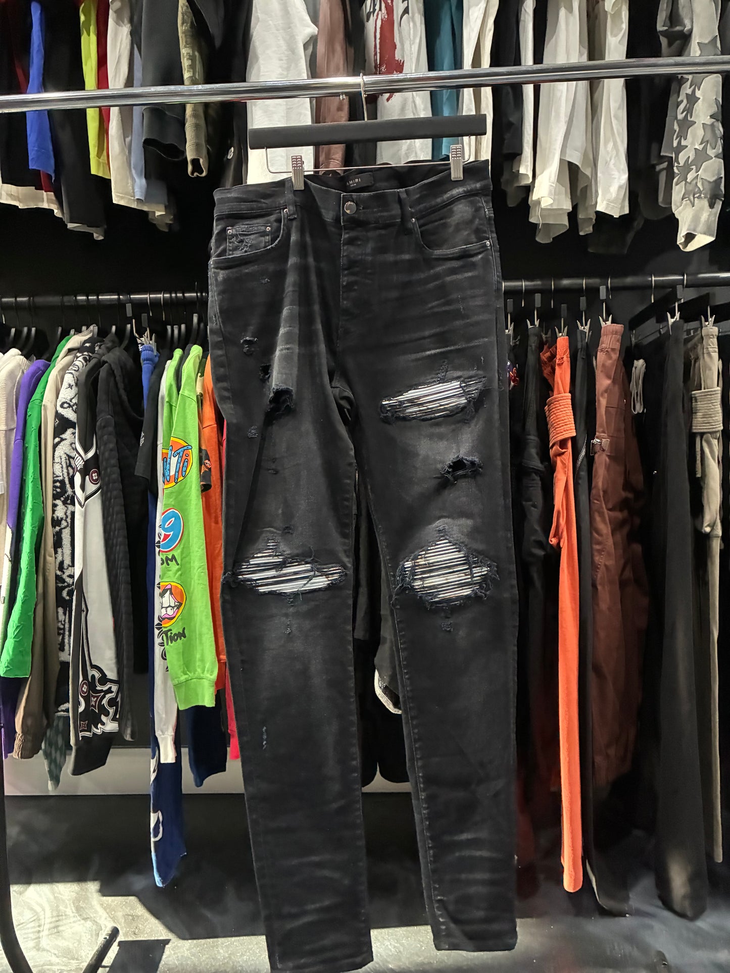 Amiri Faded Black White Patch Jean (36)