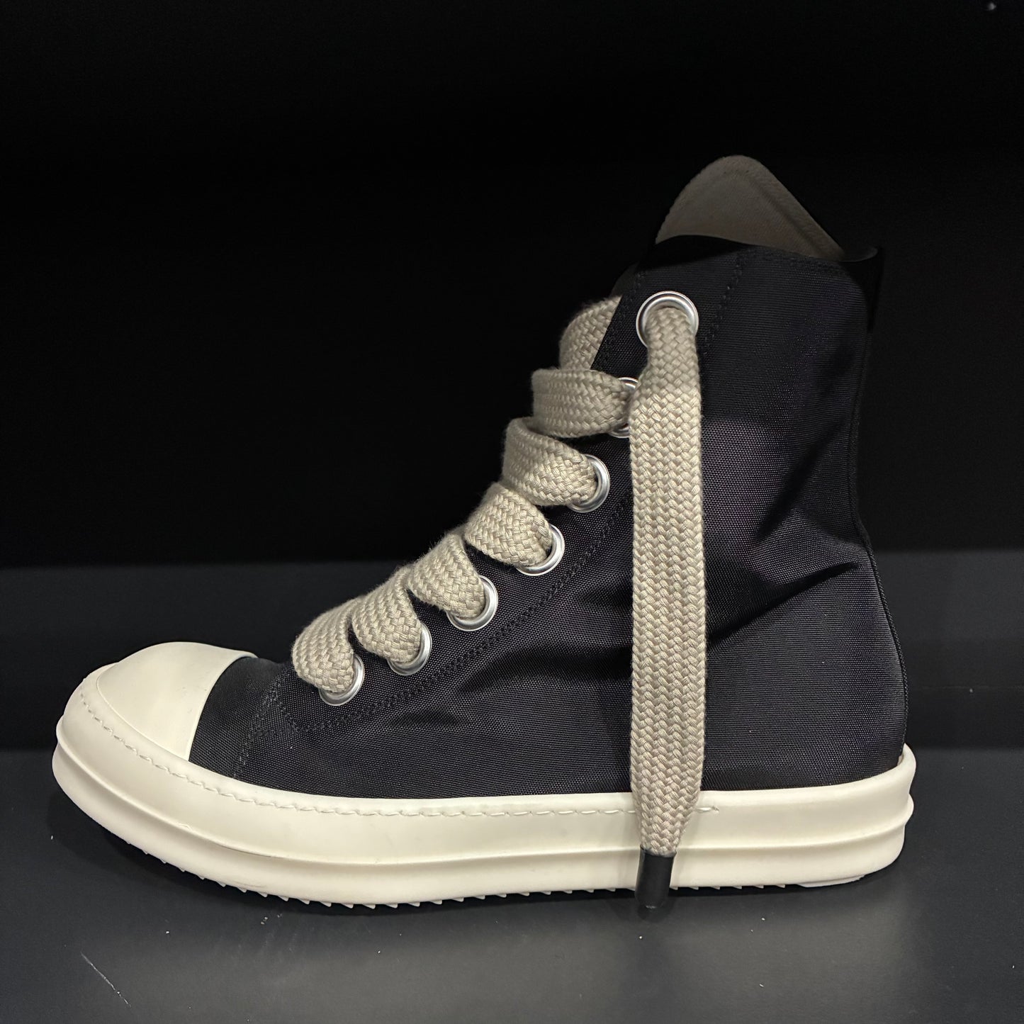 Rick Owen’s Black/Milk Jumbo Lace High Sneaker