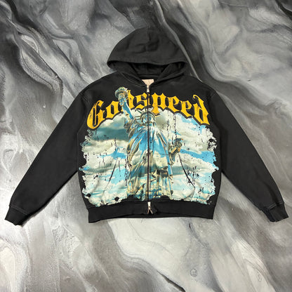 Godspeed Black Lady Liberty Zip Up Hoodie (S)
