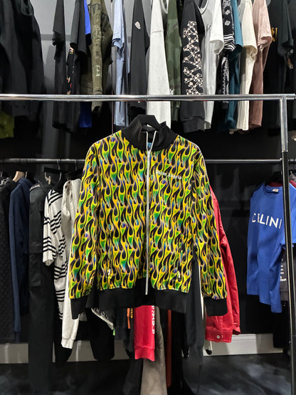 Palm Angels Black/Yellow/Green Flames Track Jacket (XL)