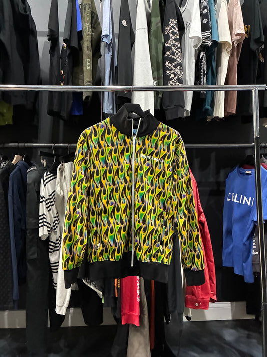 Palm Angels Black/Yellow/Green Flames Track Jacket (XL)
