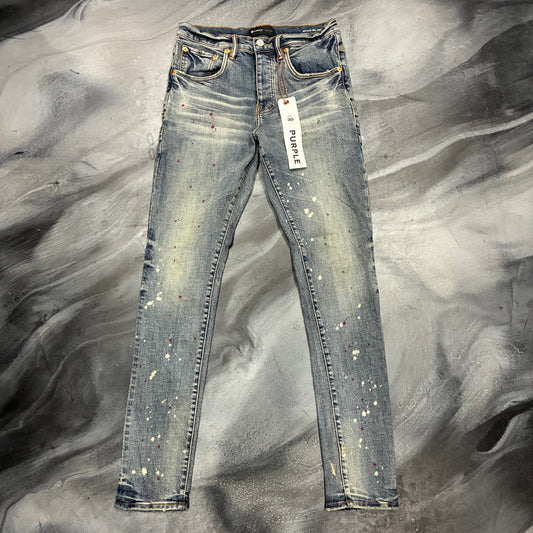 Purple Brand Indigo Wash Paint Splatter Jean (30)
