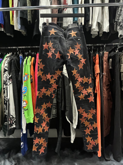 Amiri Black Chemist Orange Star Patches Jean (30)