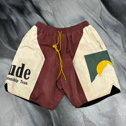 Rhude Maroon Sunset Shorts (2XL)