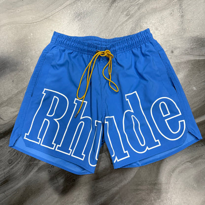Rhude Blue/White Logo Nylon Shorts (S)