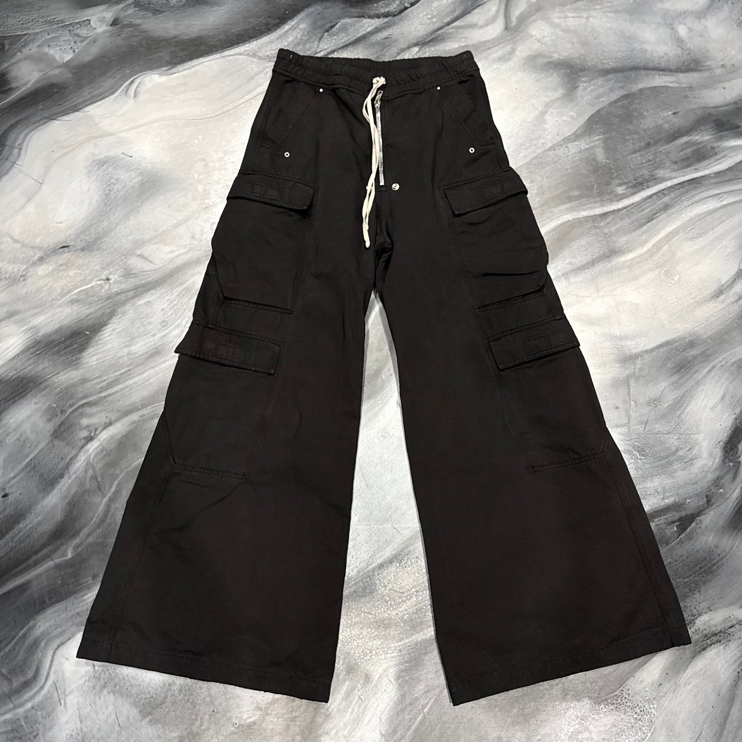 Rick Owens Black Baggy Cargo Pants (XL)