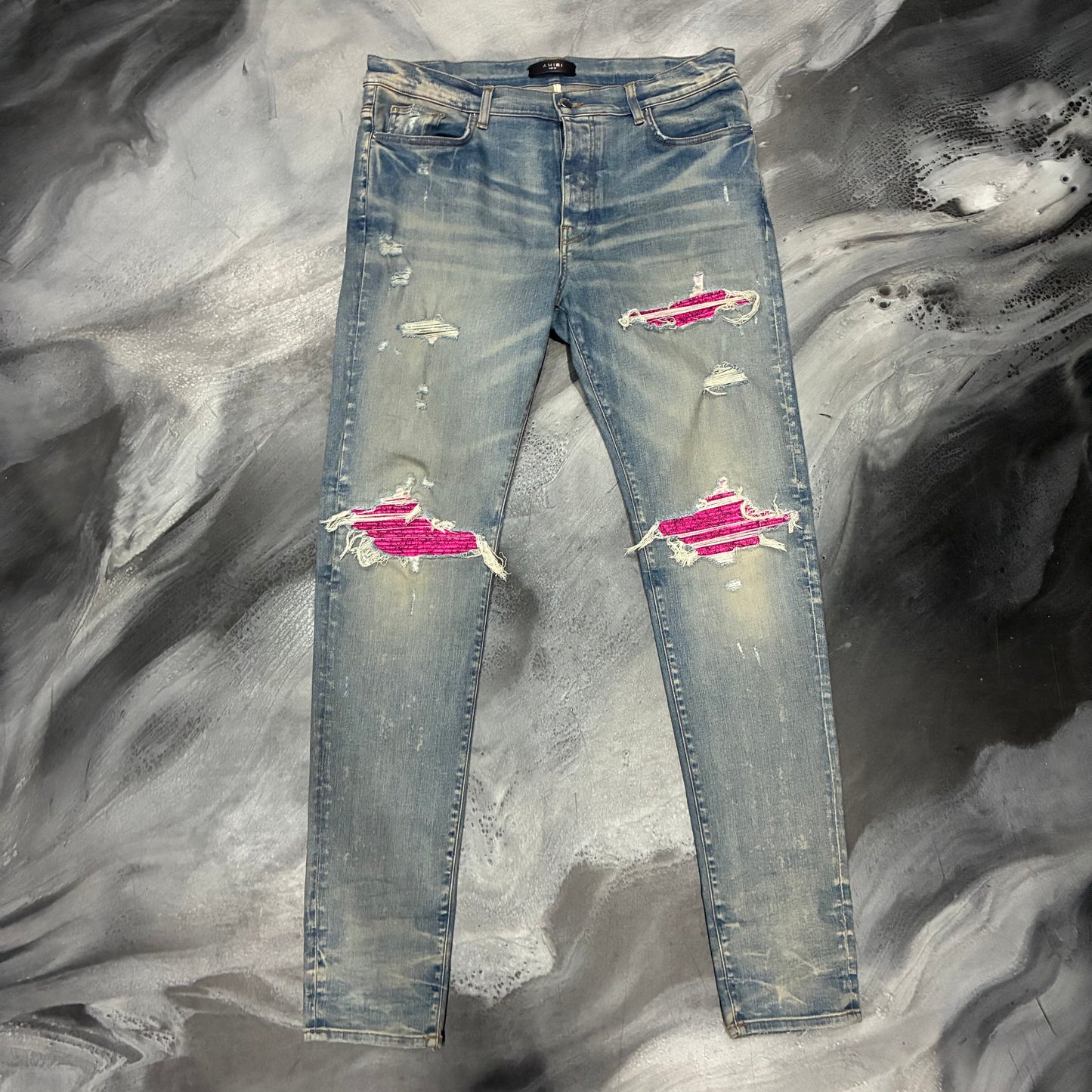 Amiri Indigo/Cracked Pink Patch Jean (38)