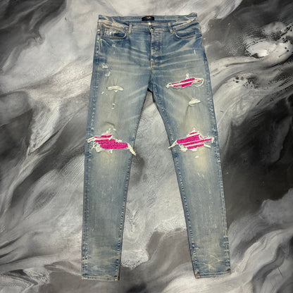 Amiri Indigo/Cracked Pink Patch Jean (38)
