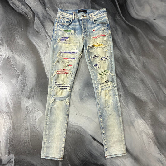 Amiri Indigo/Muticolor Patches Thrasher Jean (28)
