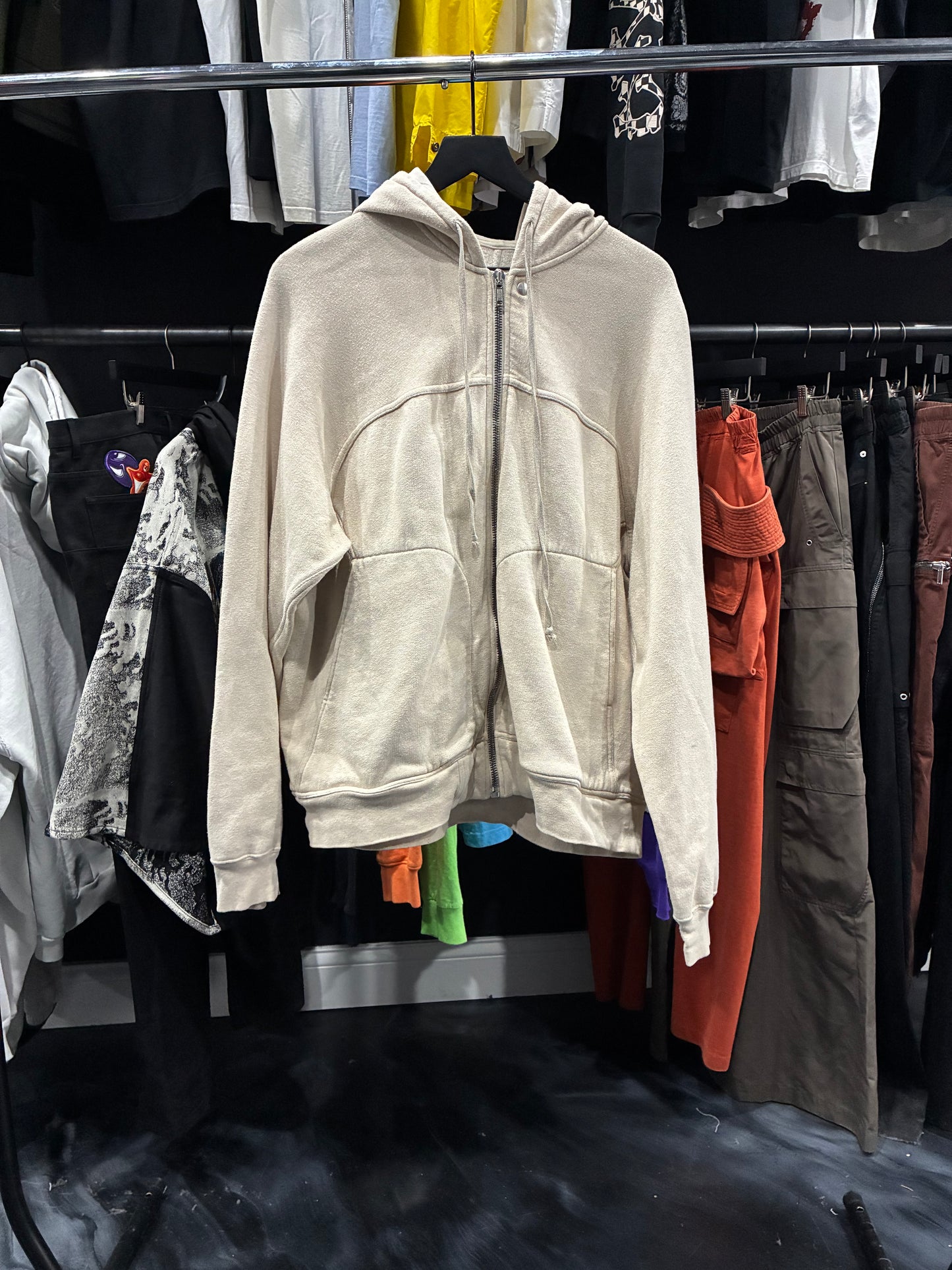 Rick Owen’s Cream Drawstring Hoodie (L)