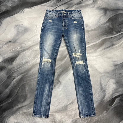 Ksubi Dark Blue Distressed Knee Cut Jean (30)