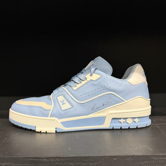 Louis V Baby Blue/White Leather Low Top Trainer Sneaker (9)