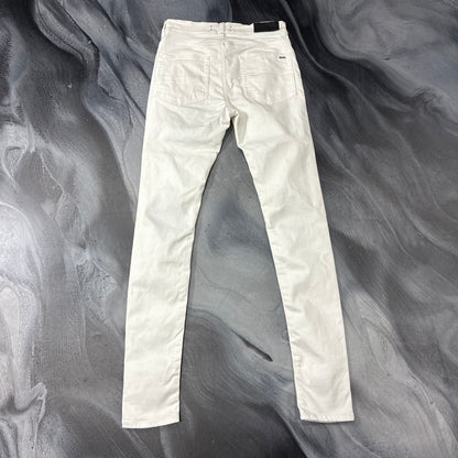 Amiri White/White Leather Patch Jean (31)