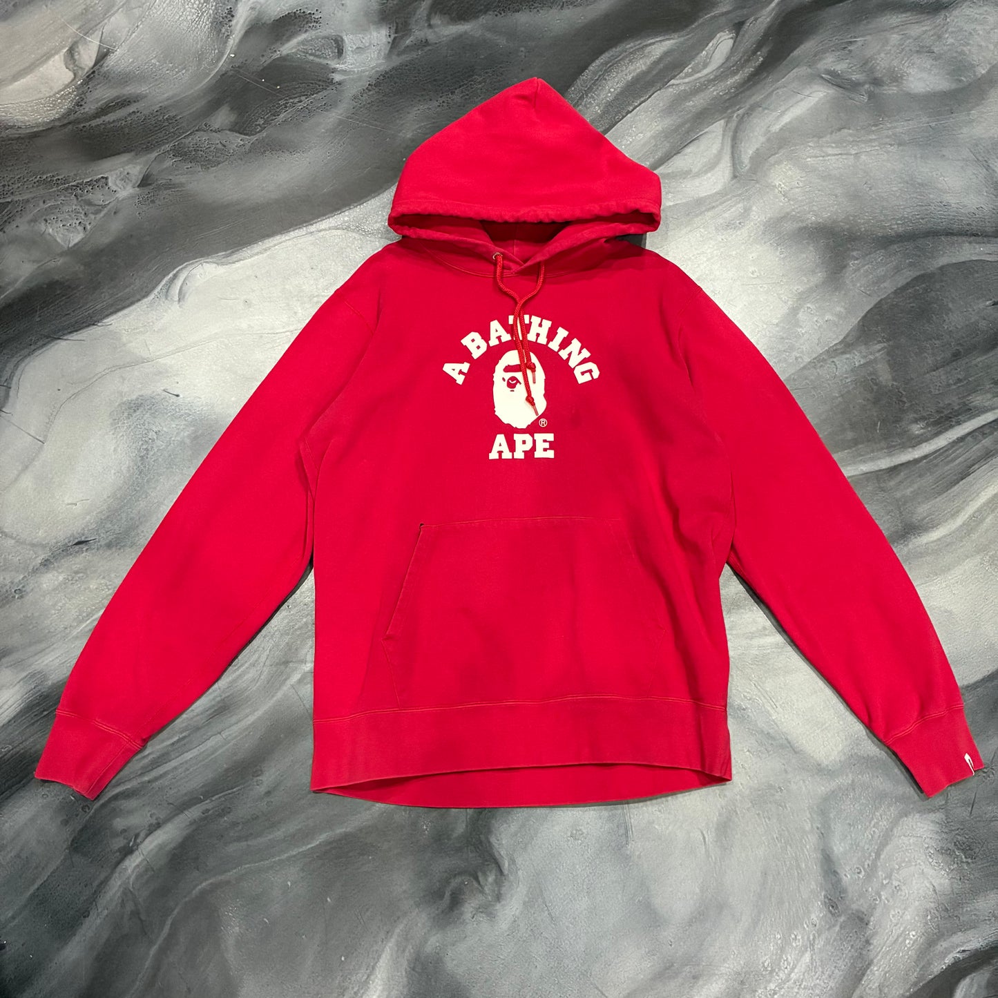 Bape Red/White Logo Pullover Hoodie (2XL)