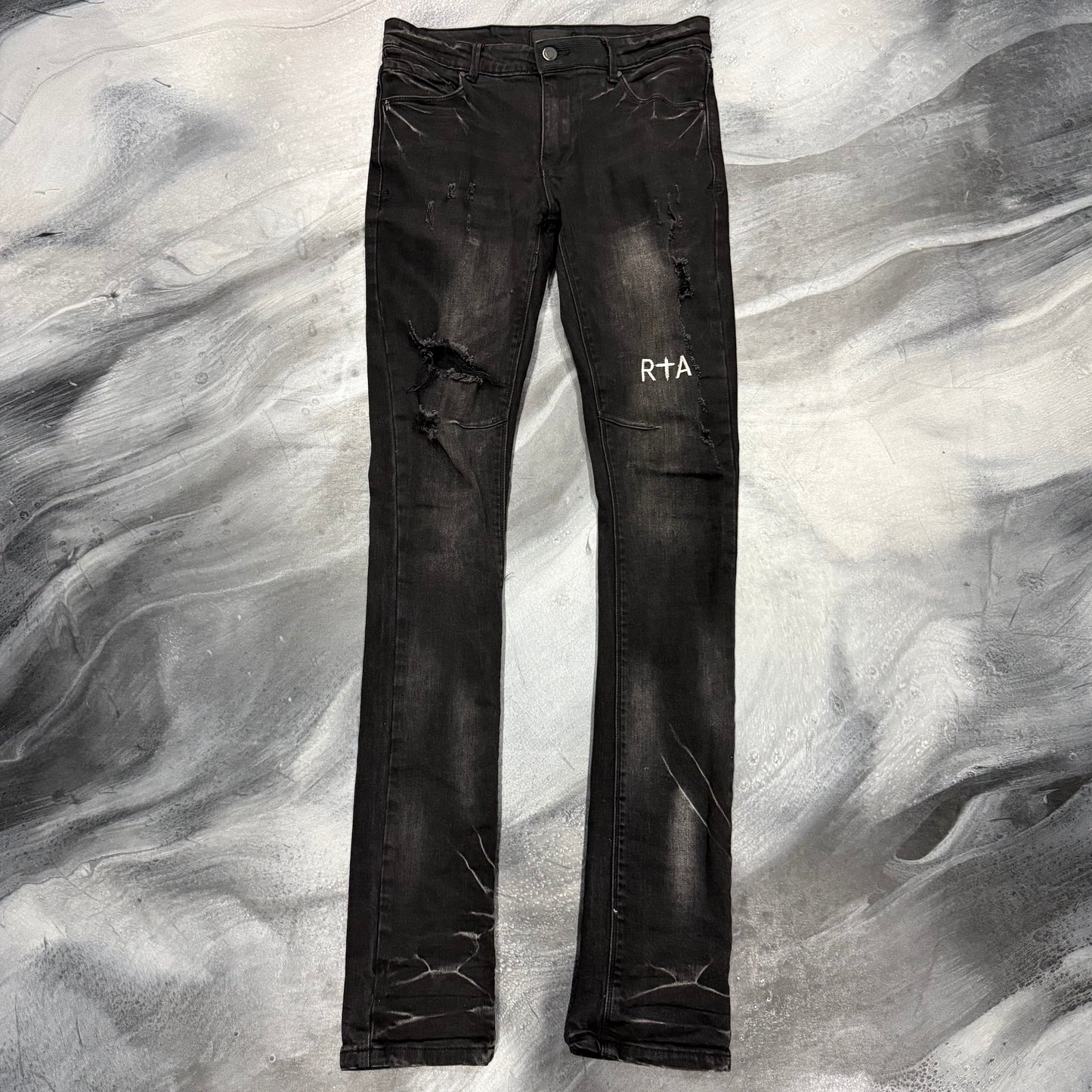 RTA Distressed Skinny Boot Cut Jean (32)