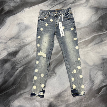 Purple Brand Light Wash Paint Distressed Dots Jean