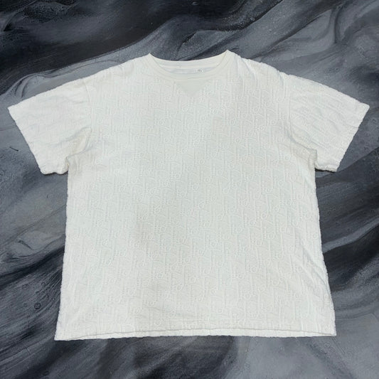 Dior White Jacquard Oblique Logo Tee (M)