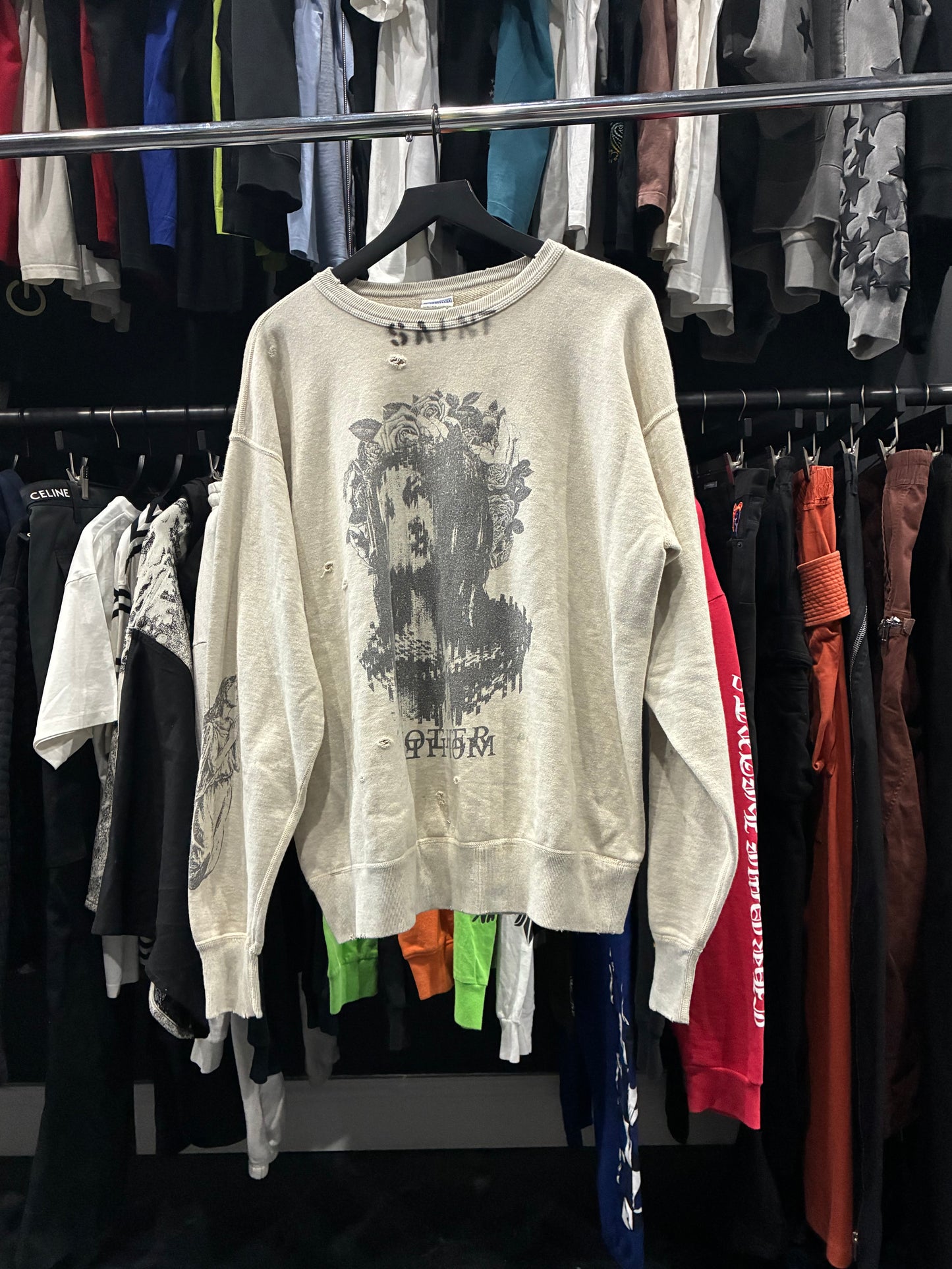 Saint Mxxxxxx Grey Ancient Floral Crewneck Sweater (L)