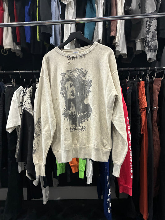 Saint Mxxxxxx Grey Ancient Floral Crewneck Sweater (L)