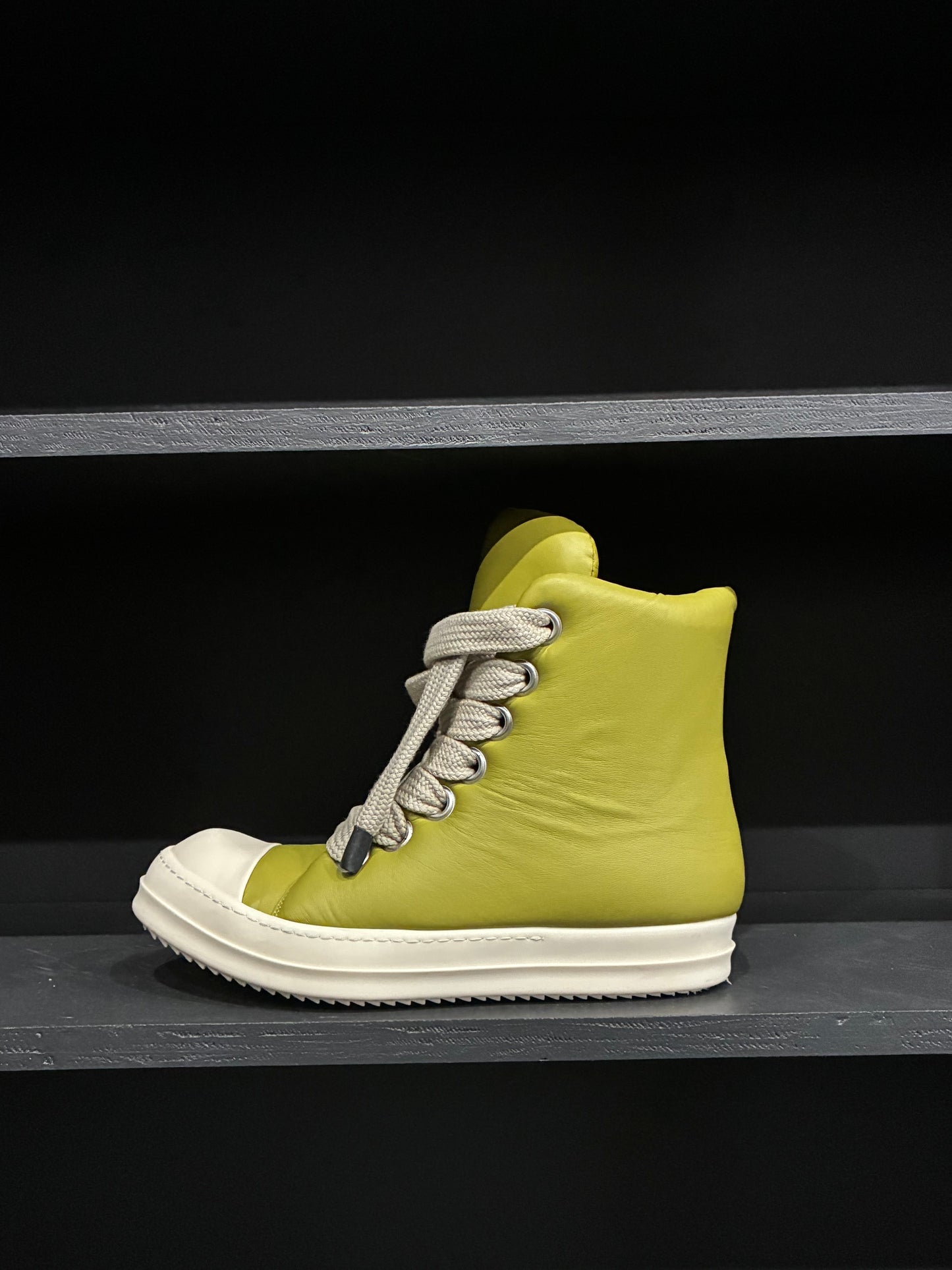 Rick Owens Green Padded Jumbo Lace High Sneaker (45)