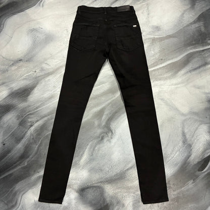 Amiri Black/Black Leather Patch Jean (28)