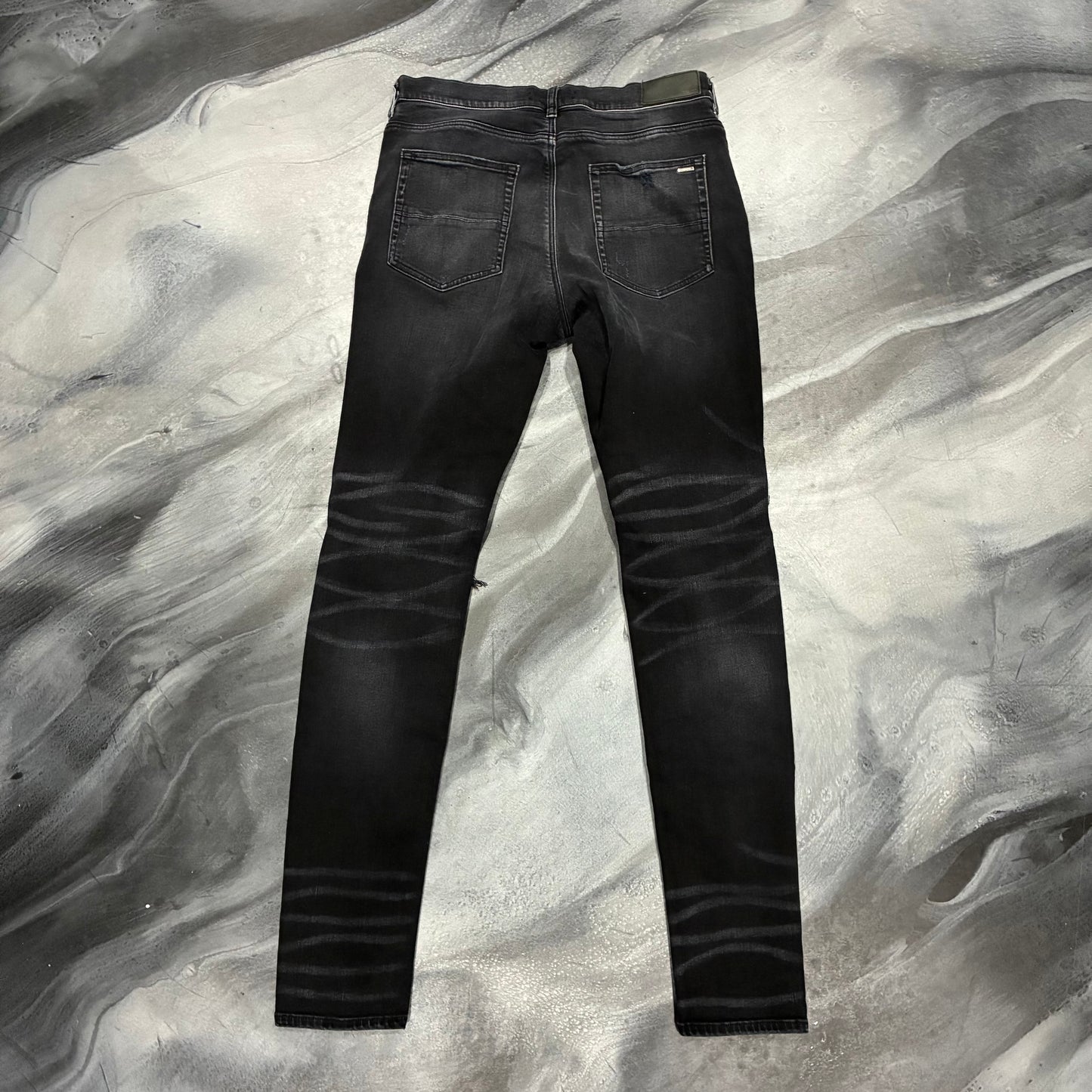 Amiri Black/Turquoise Cracked Paint Patch Jean (36)