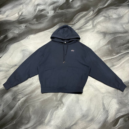 Alo Navy/Silver Logo Pullover Hoodie (S)