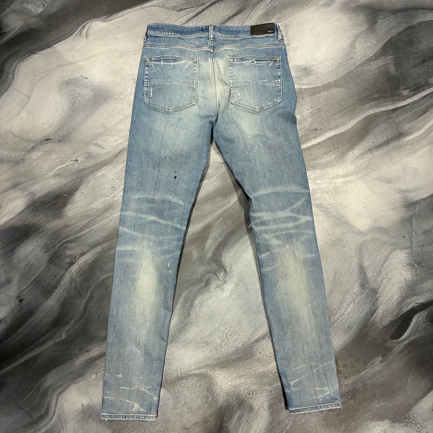 Amiri Dark Blue/Orange Neon Plaid Patch Jean (36)
