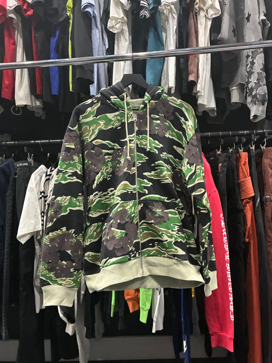 Denim Tears Green Camo Cotton Wreath Zip Hoodie
