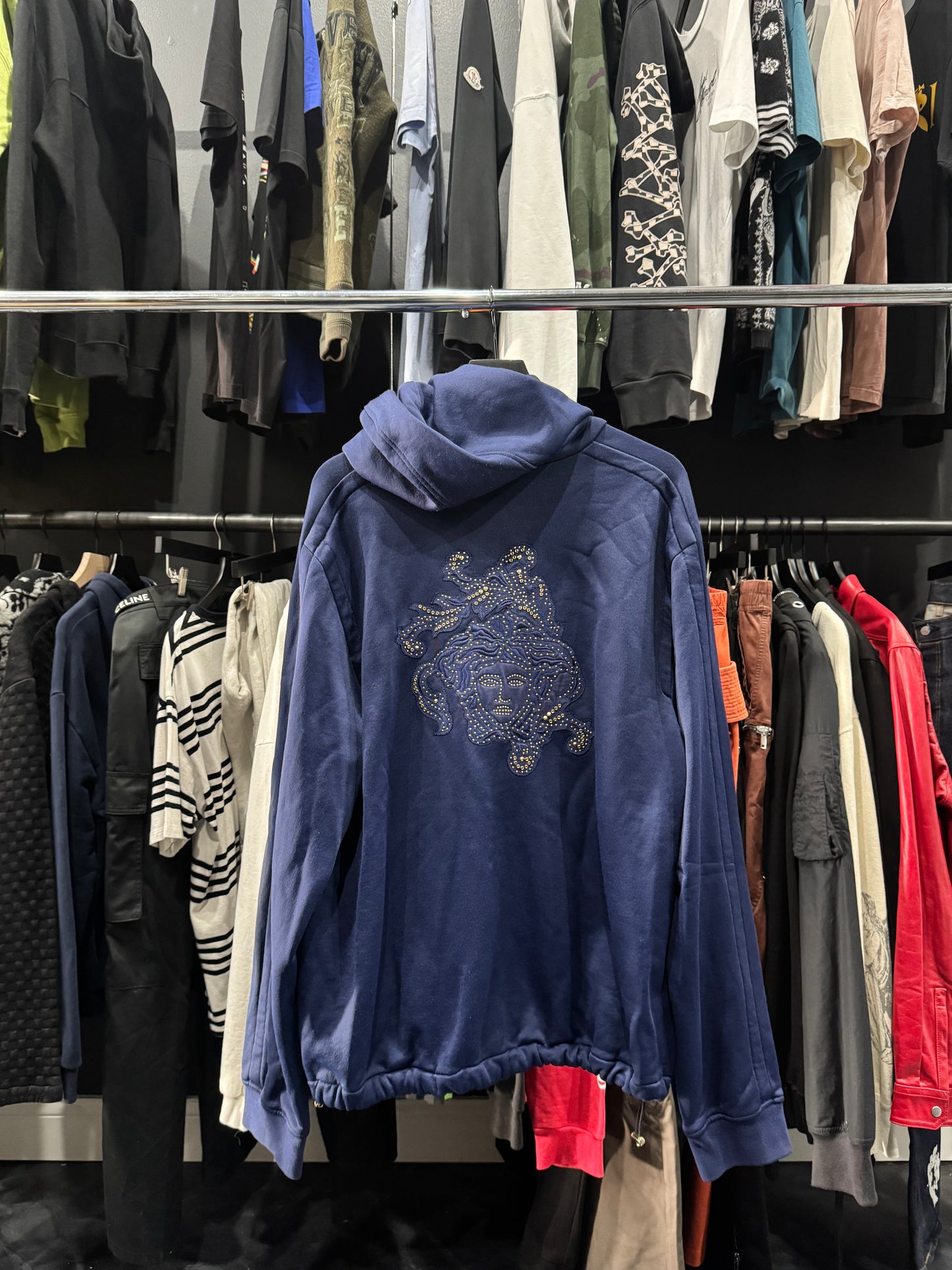 Versace Navy Blue Zip Up Hoodie (L)