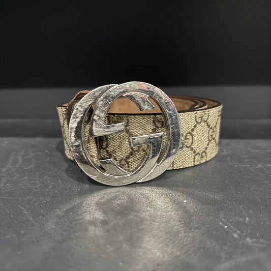 Gucci Classic Double GG Silver Buckle Belt