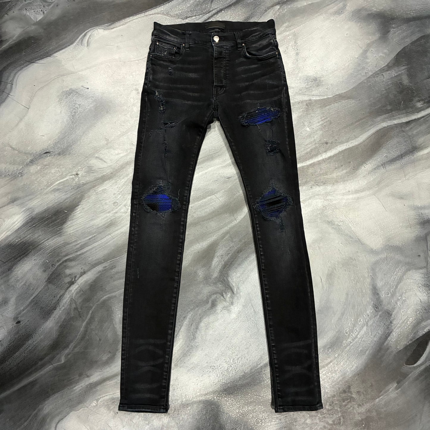 Amiri Black/Dark Blue Plaid MX1 Jean (30)