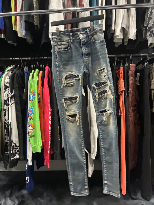 Amiri Antique Indigo Wash Black Patch Jean (30)