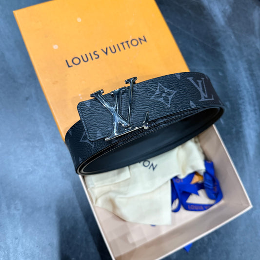 Louis V. Black/Silver Monogram Belt