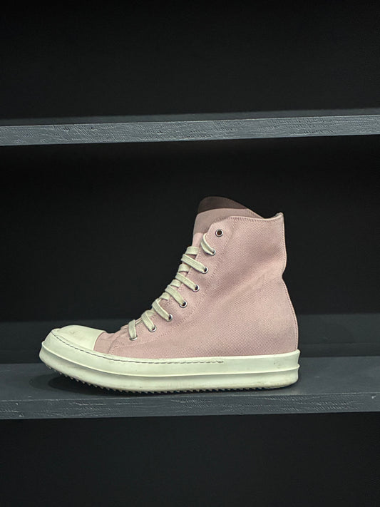 Rick Owens Pink/Milk Denim High Sneaker (41)