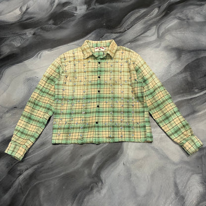 Vale Cream/Green Bling Flannel (M)