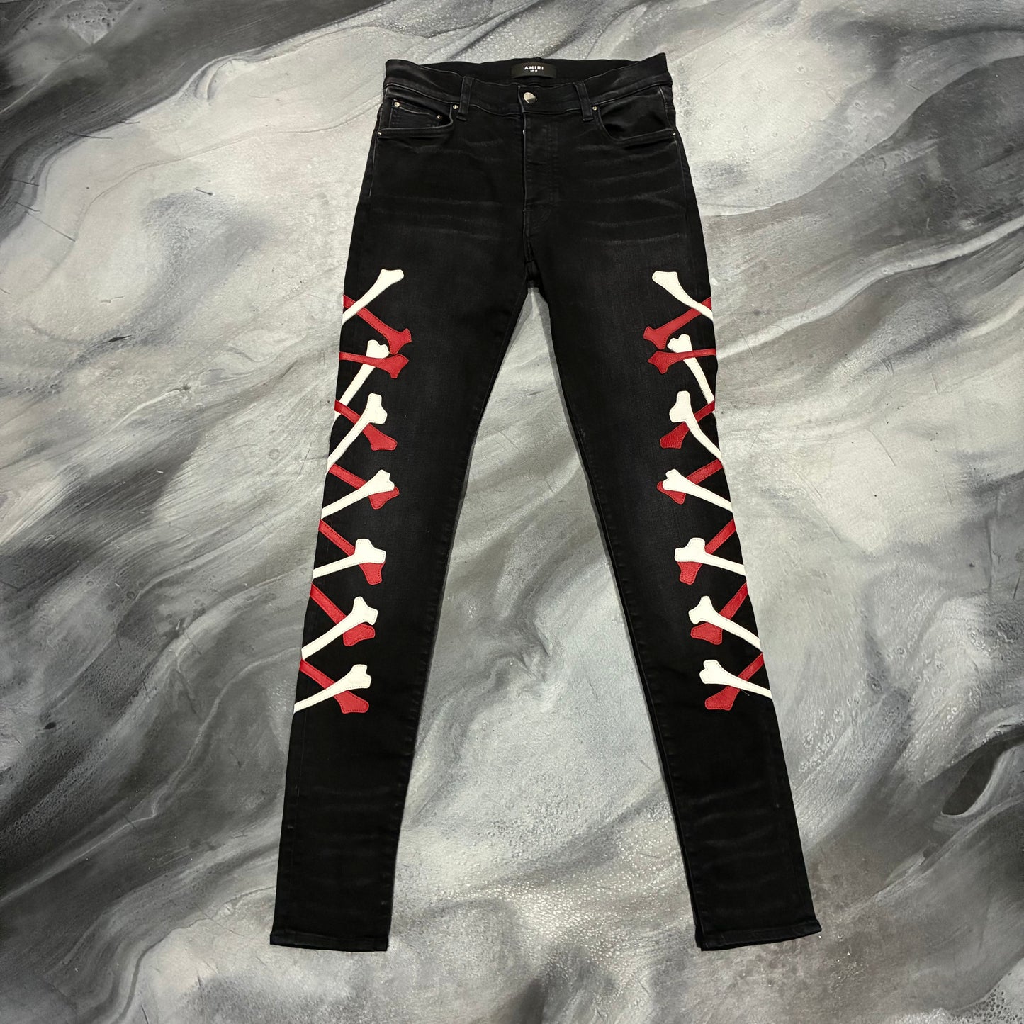 Amiri Black/Red & White Bones Jean (30)